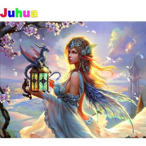 Beautiful fantasy art dragon 5d diy diamond painting cross stitch full drill fairy diamond embroidery gift kids room decor