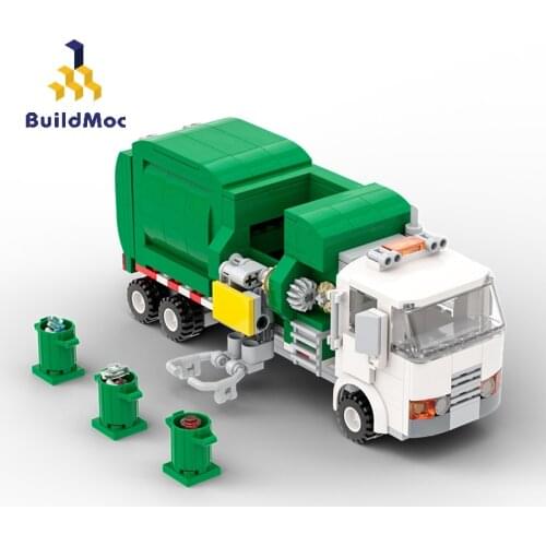 Buildmoc City Garbage Car Transporter MOC Sanitation Truck Technical Truck Model Building Blocks Bricks Toys For Children Gift
