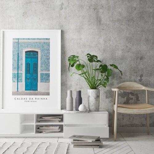 Caldas Blue Door Da Rainha Portugal Posters and Prints Nordic Canvas Painting Wall Pictures For Living Room Modern Home Decor