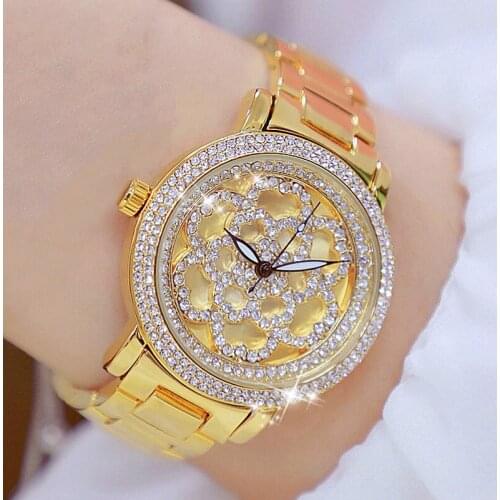 Big Dial Women Luxury Brand Watch 2020 Crystal Gold Ladies Wrist Watches Stainless Steel Female Quartz Clock Montre Femme 2021