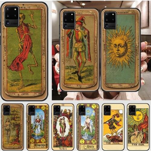 Tarot Cards Reading Phone case For Samsung Galaxy Note 4 8 9 10 20 S8 S9 S10 S10E S20 Plus UITRA Ultra black pretty shell art