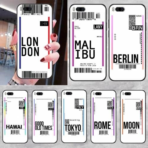 Plane Fly Ticket Phone case For Xiaomi Mi Max Note 3 A2 A3 8 9 9T 10 Lite Pro Ultra black silicone coque soft hoesjes 3D prime