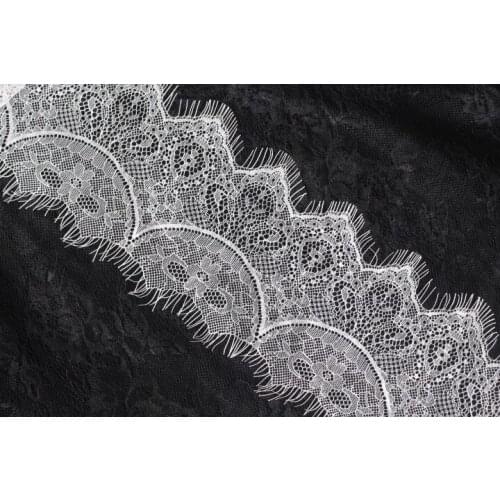 3meters long, black and white, clear eyelashes, lace, fabric accessories, lengthened hem, and lace width of 12CM