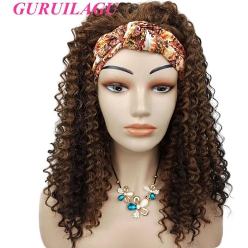GURUILAGU Headband Wig Female P1B/30 Synthetic Wig Kinky Curly Wigs for Black Women Heat Resistant Fiber Synthetic Hair