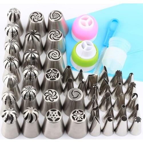 Flower Icing Piping Cake Decorating Tools Russian Nozzles Sphere Ball Icing Nozzle Decorating Tools Stainless Steel 65Pcs/Set