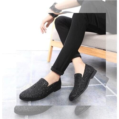 Italian fashion glitter loafers men new arrival 2020 coiffeur wedding dress formal shoes men elegant party shoes men classic