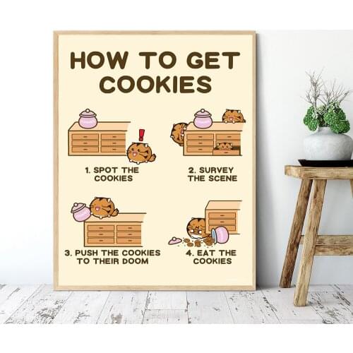 How To Get Cookies Comic Art Vintage Poster Kitchen Artwork Canvas Print Abstract Painting Wall Picture Living Room Home Decor