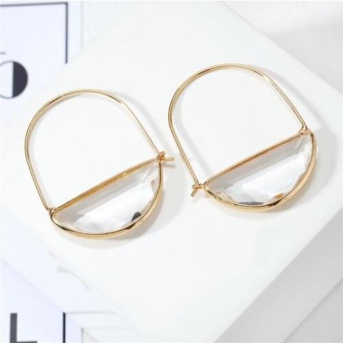 Dayoff Korean Wedding Earing Girl Simicircle Glass Pendant Drop Earrings For Women Female Jewelry Transparent Earings E439-2