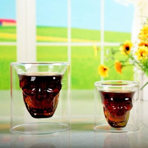 Pirate Skull Cup double-decker Creative Bar Glass Skull Cup clear water glass beer glass