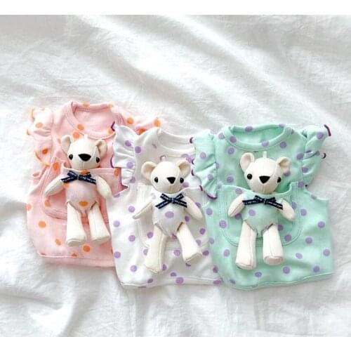 Summer Cute Pet T-shirt for Small Dog Puppy Breathable Vest With Pocket Doll for French Bulldog Chihuahua Cats Shirts Clothes