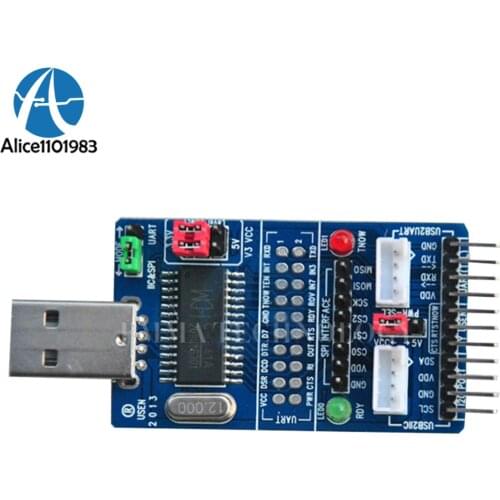 ALL IN 1 Multifunctional Full-Speed USB to SPI/I2C/IIC/UART/TTL/ISP Serial Adapter Module RS232 RS485 Board For STC MCU DIY KIT