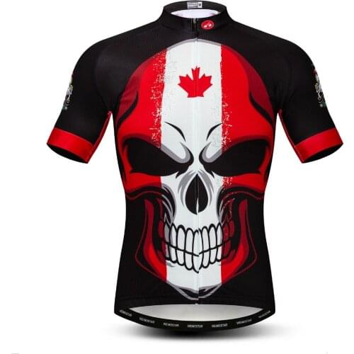 2019 cycling jersey Men Mountain Bike jersey Pro MTB Bicycle Shirts Short sleeve Team Road Tops Canada Skull red Sportswear male