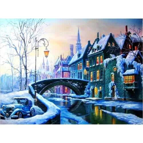 Winter Diamond Painting Kits Snow Castle Diamond Dotz Mosaic Embroidery Picture Crystal Stones Sticker Decal Wall Art Hand Gift