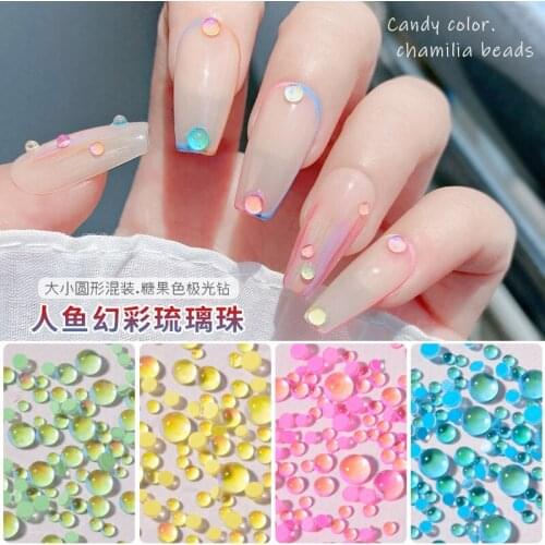 DIY Nail Art Jewelry Color Mermaid Symphony Glass Crystal Rhinestone Macarons Nail Decoration Rhinestone