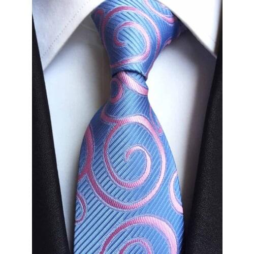 New Designer Men Fashion Tie Blue with Purple Paisley Luxury Tie 8cm High Quality Woven Neckties