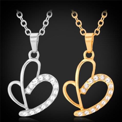 New Hearts Necklace Pendant Choker Necklace Jewelry Austrian Rhinestone High Quality Gold Color Jewelry For Women MGC P3071