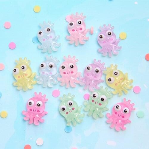 50Pcs Cartoon Octopus/Fish Resin Flake DIY Craft Supplies Phone Shell Ornament Patch Headwear Hair Accessories Kids Toy Gifts