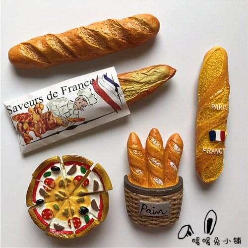 Pizza Hot Dog French Bread French Baguette Resin Fridge Magnet Three-dimensional Magnetic Sticker