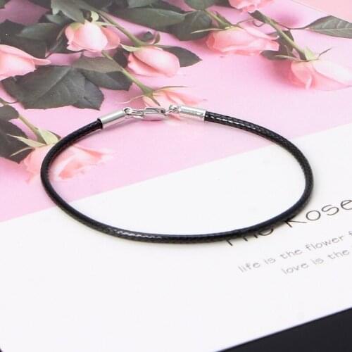 Y166 Braided Leather Bracelet Wristband With Lobster Clasp Charm Beads DIY Jewelry