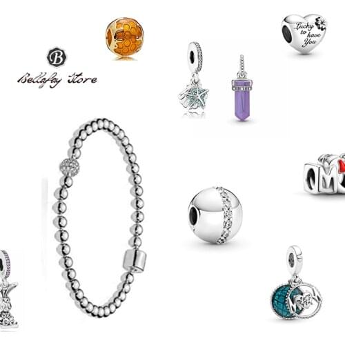 S925 Sterling Silver Heart Charms Starfish Pendant Bracelets Rabbit Beads For Women Original DIY Jewelry Making Decoration