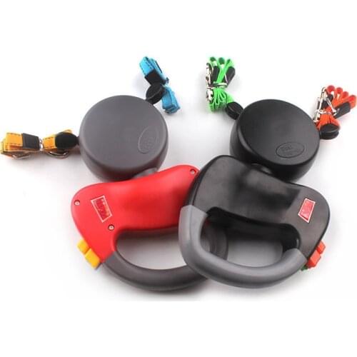 Automatic Retractable Dog Double Head Lead Leash Dog Traction Rope for Pet Outdoor Walking Creative Hyena Rope Pet Supplies