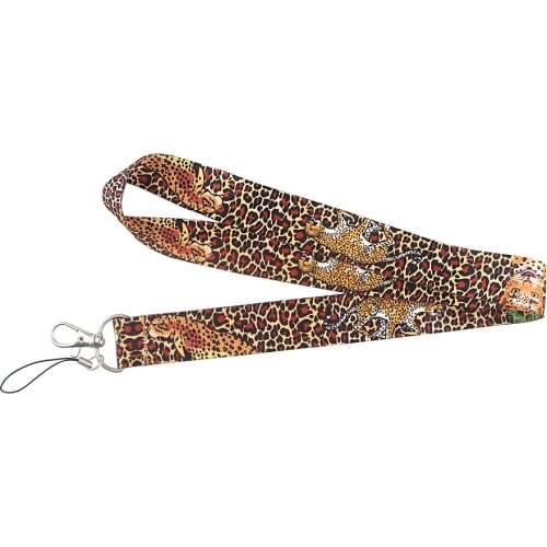 Ransitute R1337 Leopard Animal Leopard Print Neck Strap Lanyards ID Badge Card Holder Keychain Phone Gym Strap Webbing Necklace
