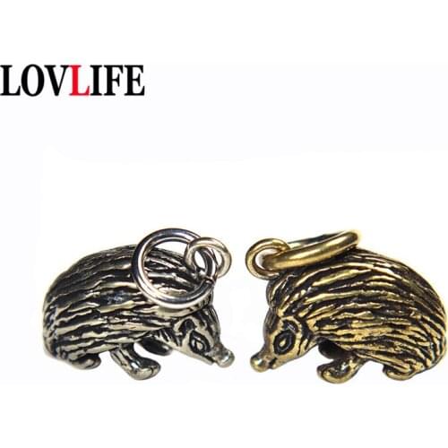 Retro Brass Cartoon Hedgehog Keychain Pendant Hipster Animal Keyring Jewelry For Women Girls Car Key Bag Hanging Charms Gifts