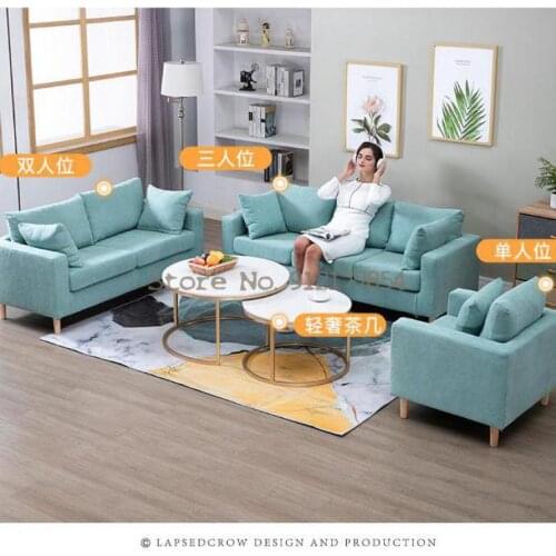 Fabric sofa small apartment net red simple modern living room bedroom single double triple simple rental room clothing store