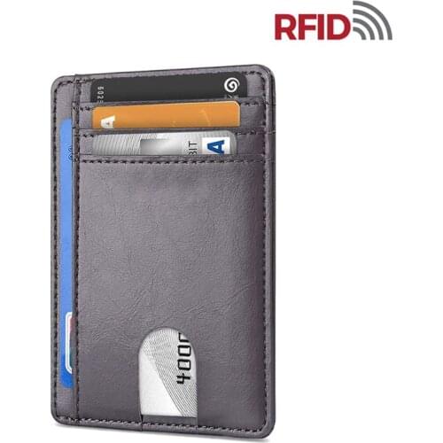28GD Slim RFID Blocking Leather Wallet Minimalist Credit Card Money Purse Card Holder