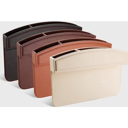 Universal Car Seat Crevice Storage Box PU Leather Seat Gap Slit Pocket Catcher Auto Organizer Storage Bag Stowing Tidying