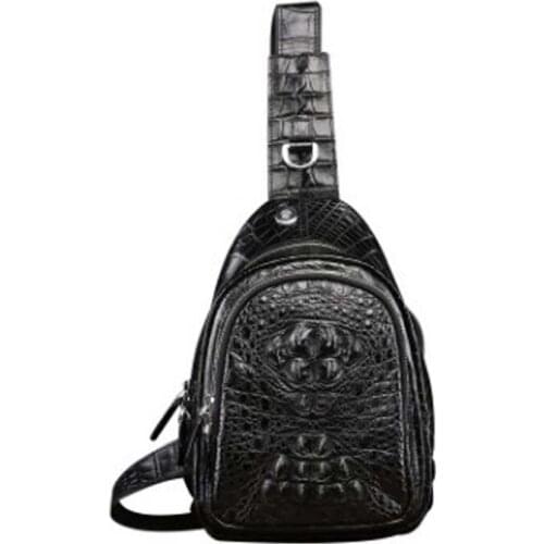 LINSHE high-grade crocodile men Chest package new One shoulder chest bag Inclined shoulder bag men chest bag
