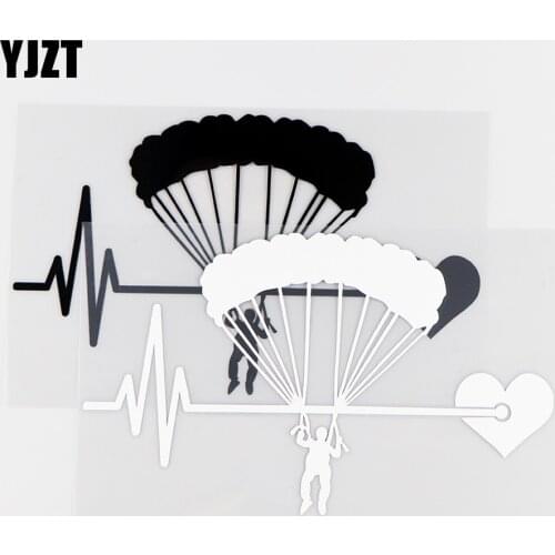 YJZT16.6X10CM Paragliding Fliegen Heartbeat Personatily Car Sticker Vinyl Decals Falllschirm Black / Silver 10A-0139