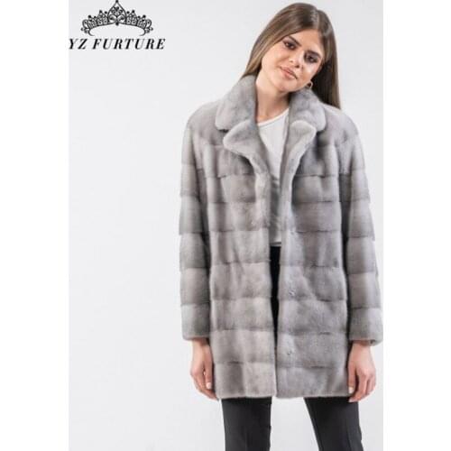 Yz 2020 Winter Wholeskin Real Mink Fur Long Coat Woman Lapel Full Pelt Mink Coats Lady Warm Fashion Outerwear Jacket MKW-374