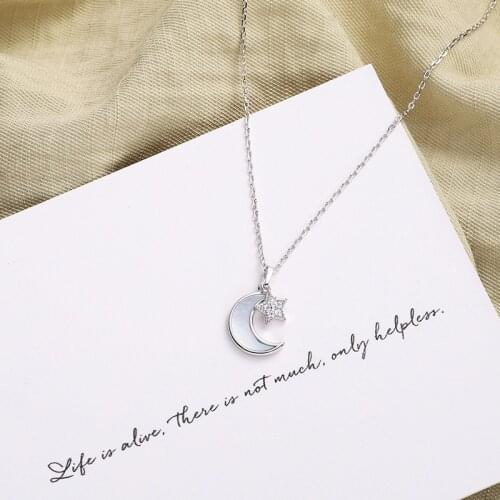 925 Sterling Silver Clavicle Chain Necklace with Moon Light Luxury Bohemian High-End Non-Mainstream Ornament for Women