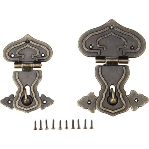 1Pc Vintage Box Hasp Lock Catch Latches for Jewelry Box Suitcase Furniture Clasp Buckle Lock Furniture Hardware Zinc Alloy