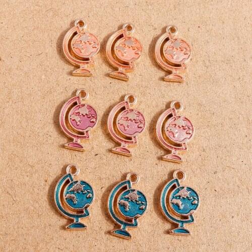 10pcs 11*17mm Small Alloy Enamel Globe Charms for Making DIY Pendant Necklaces Drop Earrings Handmade Jewelry Findings Accessory