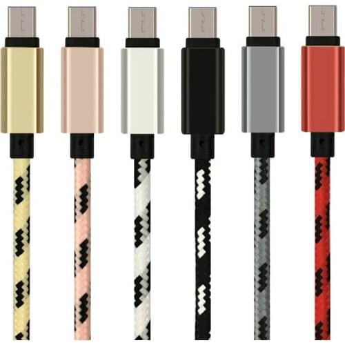 100pcs 2M 3M Aluminum Alloy Fast Charge Braided Fabric USB 3.1 Type C Data cable For samsung Galaxy s8