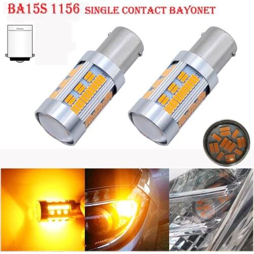 2x Amber P21W 1156 BA15S LED Bulb 105 SMD Car Turn Signal Light Reverse bulb