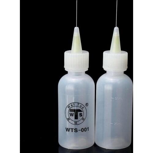 2Pcs 50ml Needle Tip Soldering Cleaning Clear Liquid Flux Alcohol Oil Dispenser Plastic Hand Bottle DIY Repair