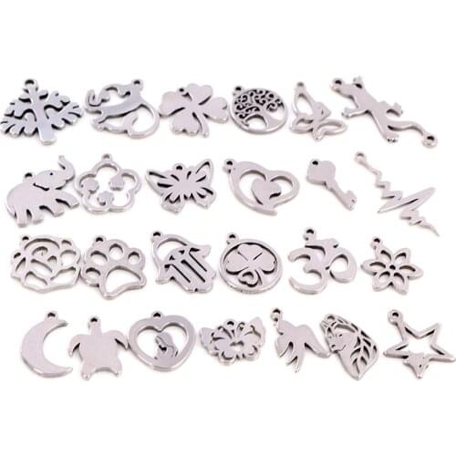 30pcs/lot No Fade Charms 316 Stainless Steel Butterfly tree heart Charms handmade Craft pendant Jewelry Making,DIY for necklace