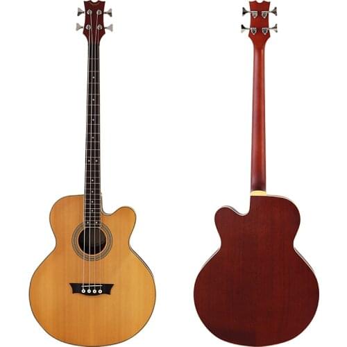 4 string natural color electric acoustic bass guitar matte finish bass guitar 43 inch 24 frets with EQ