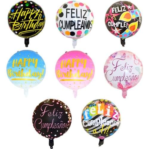 50pcs 18inch Happy Birthday Round Balloons Inflatable Air Helium Balloon Mylar Balls Kids Birthday Party Decoration Gift Baloes