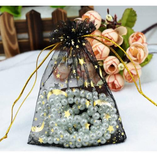 500pcs/lot Moon Stars Organza Bags 7x9 9x12 11x16cm Party Favor Christmas Gift Bag Pouches Jewelry Candy Gifts Packaging Bags
