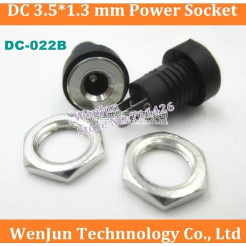 500PCS High Quality DC 3.5*1.3mm power outlet Audio DC022B Power Socket with nut panel mounting