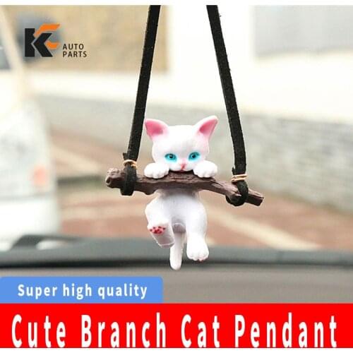 Car Pendant Creative Lovely Branch Cat Rearview Mirror Pendant Car Simple Decoration Car Interior Accessories Car Hanging Suppli