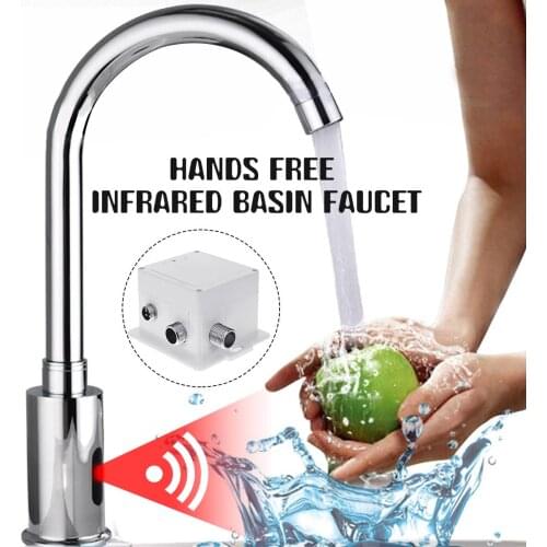 Touchless Bathroom Basin Sink Faucet Touchless Automatic Touch Free Water Saving Sensor Deck Mount Sense Water Tap