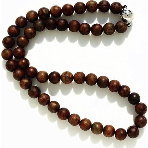 New Design Brown Mens 10mm natural stone Bead With Magnetic Clasps Necklace