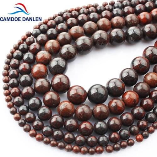 CAMDOE DANLEN Natural Stone Beads Red Brecciated Jaspers Stone Loose Beads 4/6/8/10/12mm Fit DIY Charms beads For Jewelry Making
