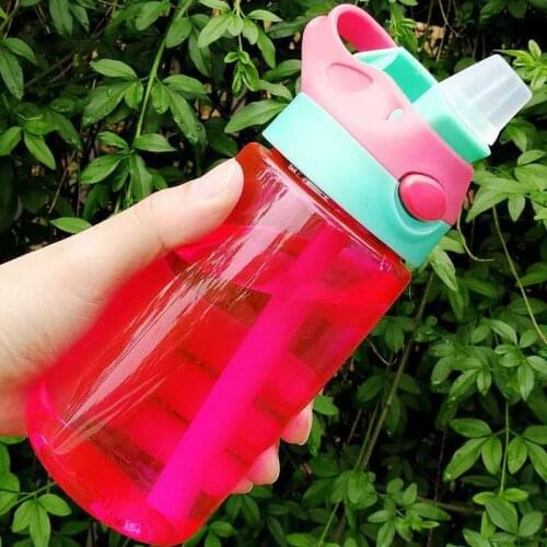 500ml New Born Baby Child Water Bottle With Straw Plastic Water Bottles For Kids Bottles BPA Free Sports Bottle School Drinkware