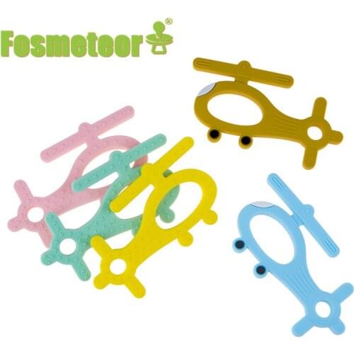 Fosmeteor Baby Silicone Aircraft Shape Animal Teether Infant Teething Pearl Bead DIY Nursing Necklace Pendant Accessories Toy